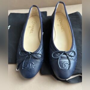 Chanel Ballerina Flats Cruise Collection 2024 Aged Calf Skin Color Navy